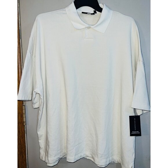 New No Boundaries White Oversized Fit Polo Shirt - Large - Picture 1 of 2
